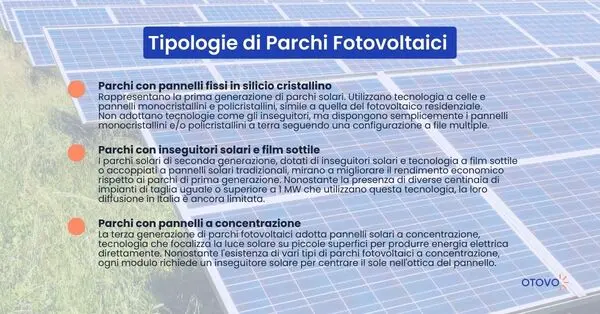 Tipologie di parchi fotovoltaici