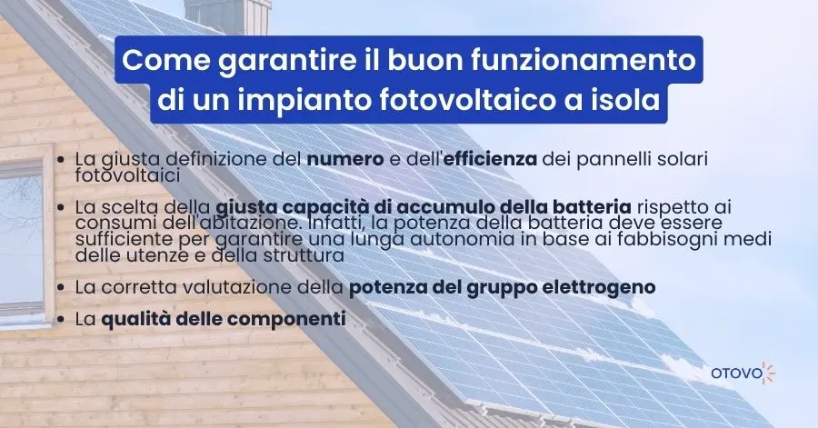 Impianto fotovoltaico a isola