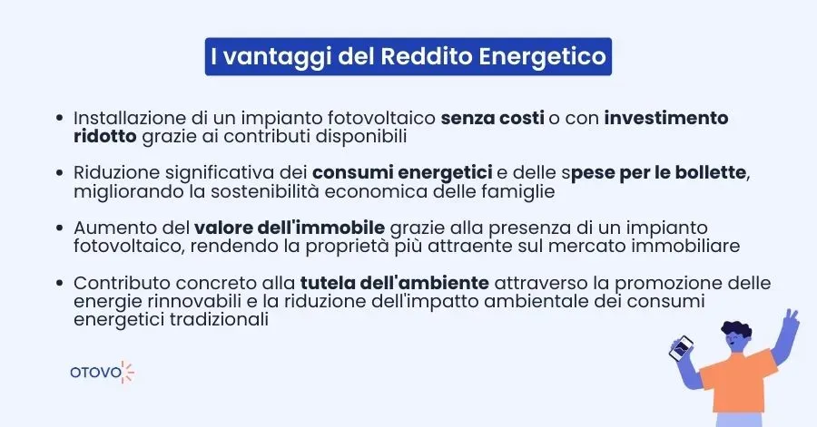 I vantaggi del Reddito Energetico